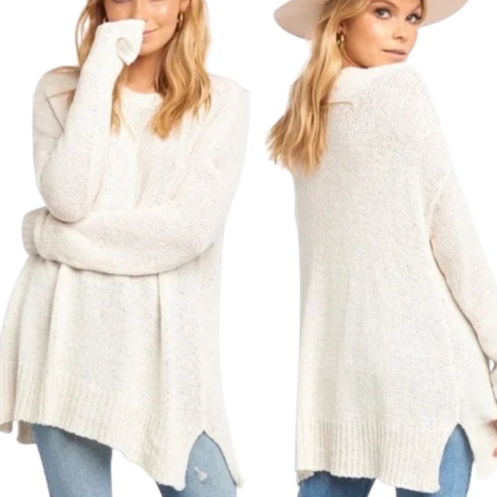 Show Me Your Mumu Anya Knit Long Sleeve Pullover Sweater Cream White Women's S